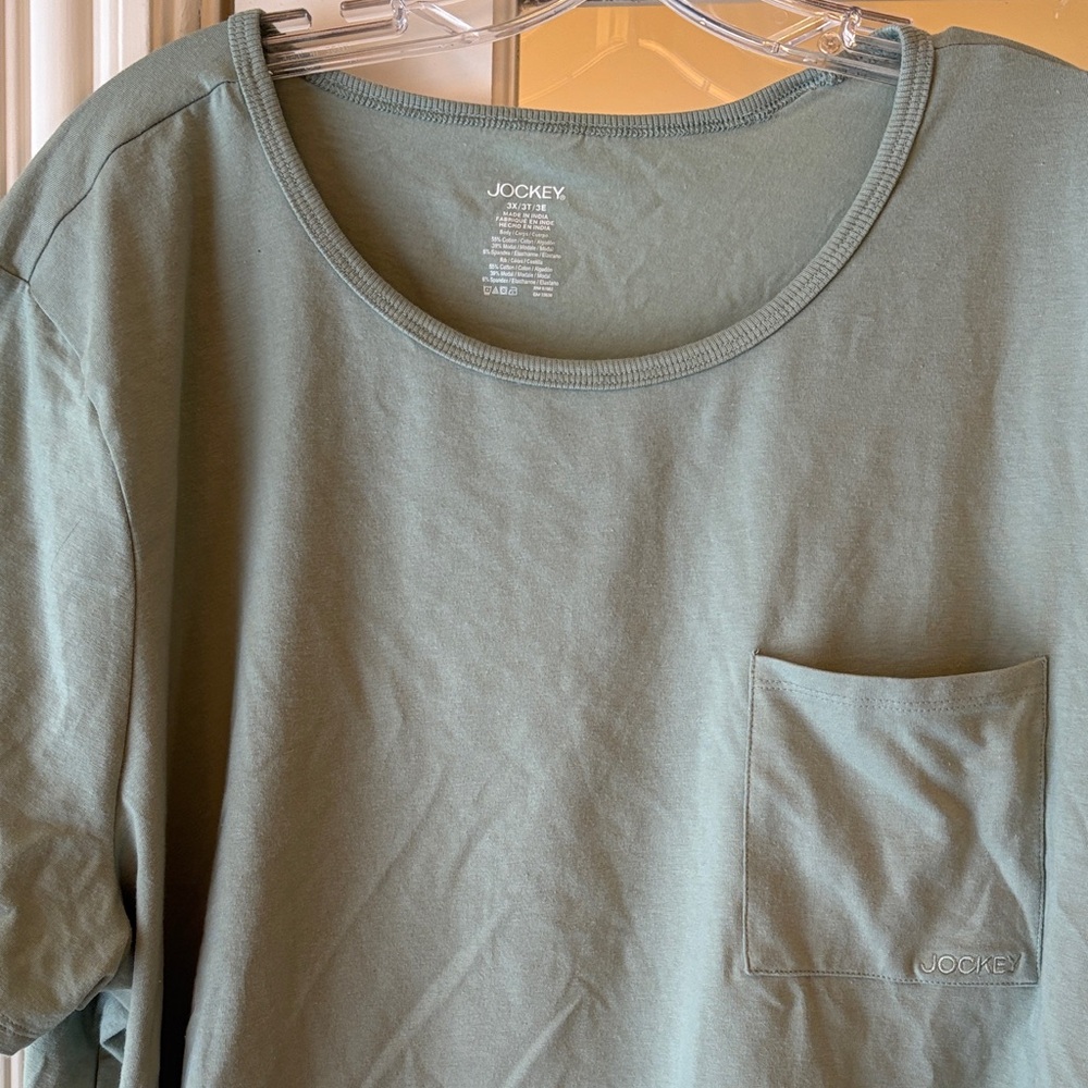 NWT Jockey Sage Green Pocket Tee shirt lounge pajama tops with pocket 3X